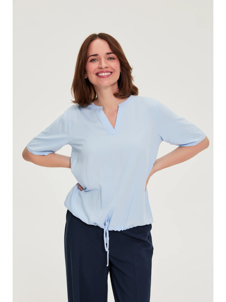 Moodo Viskose-Bluse mit Bindung blau Moodo