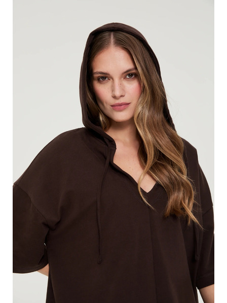 Moodo Hoodie mit kurzen Ärmeln braun Moodo