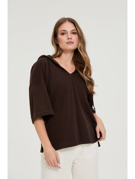 Moodo Hoodie mit kurzen Ärmeln braun Moodo