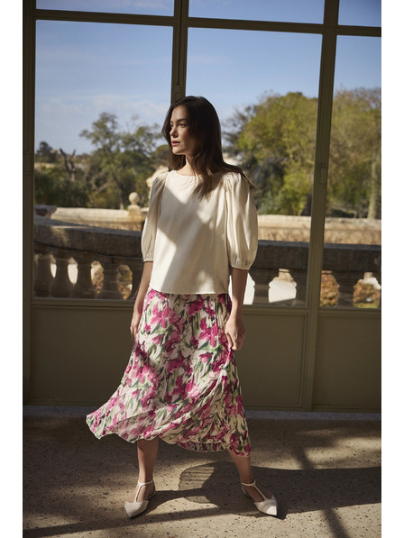 Moodo Gemusterter Midirock beige Moodo