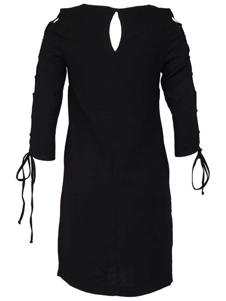 CAMAIEU Schwarzes Kleid mit Schnürung an den Ärmeln