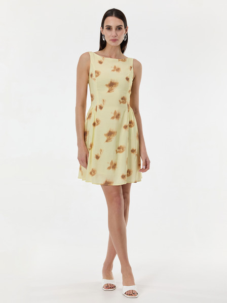 Orsay Gelbes gemustertes Damenkleid ohne Ärmel ORSAY