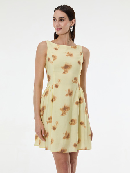 Orsay Gelbes gemustertes Damenkleid ohne Ärmel ORSAY