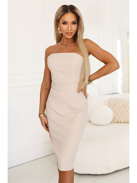 numoco Korsett-Etui-Midikleid mit Gürtel - beige