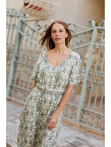 Moodo Olivgrünes Viskose-Kleid Moodo