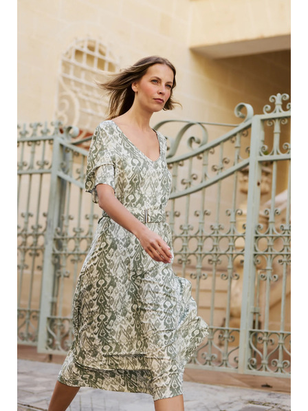 Moodo Olivgrünes Viskose-Kleid Moodo