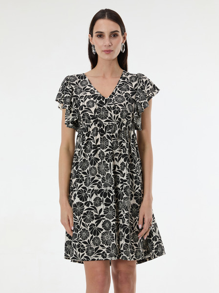 Orsay Schwarzes gemustertes knielanges Damenkleid ORSAY