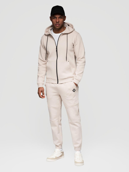 Ombre Clothing Herren-Trainingsanzug Hoodie + Jogger-Hose - helles Beige V6 Z116 Ombre Clothing