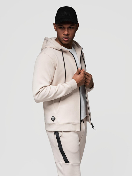 Ombre Clothing Herren-Trainingsanzug Hoodie + Jogger-Hose - helles Beige V6 Z116 Ombre Clothing
