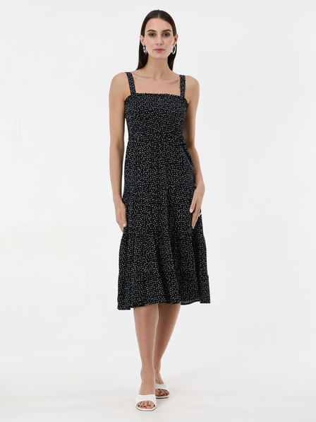 Orsay Schwarzes Damen-Midikleid mit Punkten ORSAY