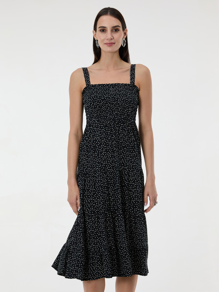 Orsay Schwarzes Damen-Midikleid mit Punkten ORSAY