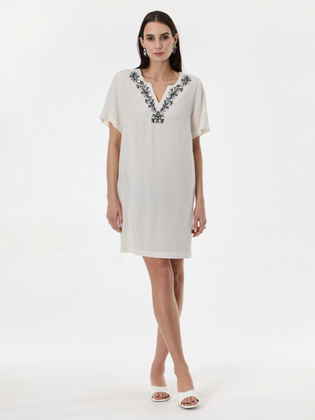 Orsay Cremefarbenes knielanges Damenkleid ORSAY