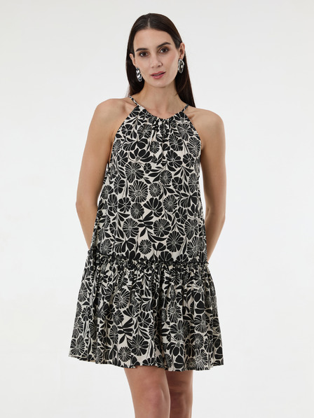 Orsay Schwarzes gemustertes knielanges Damenkleid ORSAY