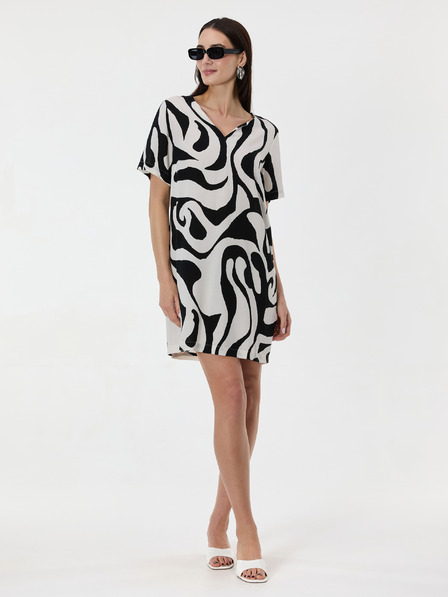 Orsay Schwarzes gemustertes knielanges Damenkleid ORSAY