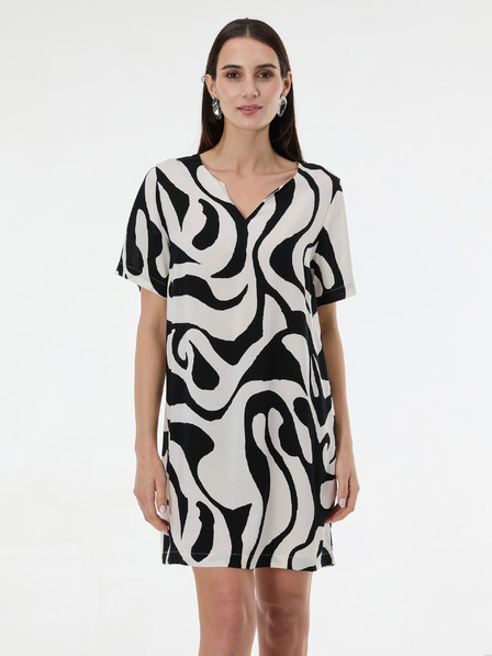 Orsay Schwarzes gemustertes knielanges Damenkleid ORSAY