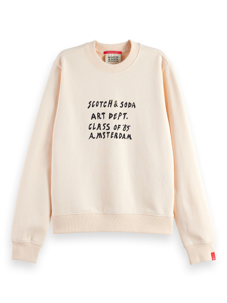 Scotch & Soda Damen cremefarbener Hoodie mit Schriftzug