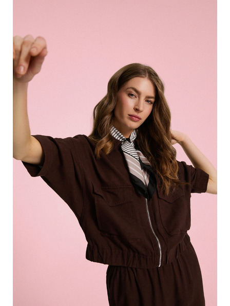 Moodo Jacke mit Leinen braun Moodo