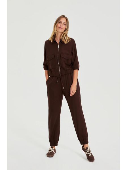 Moodo Glatte braune Hose Moodo