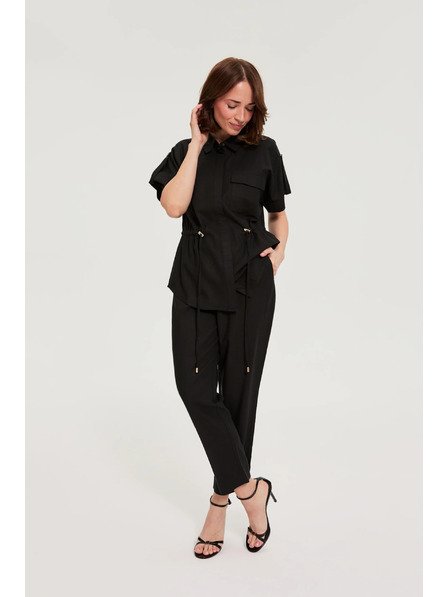 Moodo Hose aus Viskose und Leinen schwarz Moodo