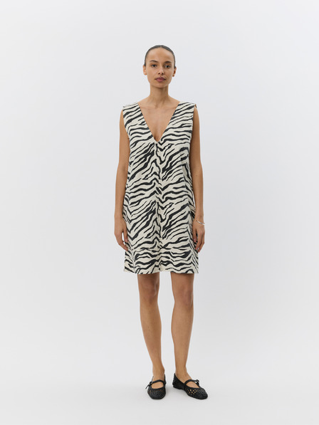 Sofie Schnoor Cremefarbenes Kleid mit Tierdruck OLYMPESW