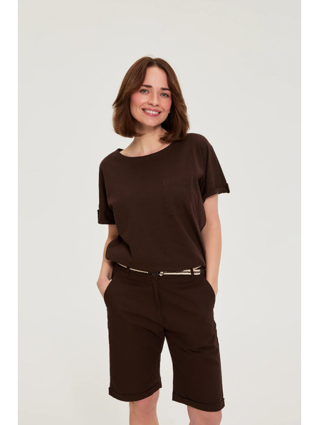 Moodo Baumwoll-Bluse mit Tasche braun Moodo