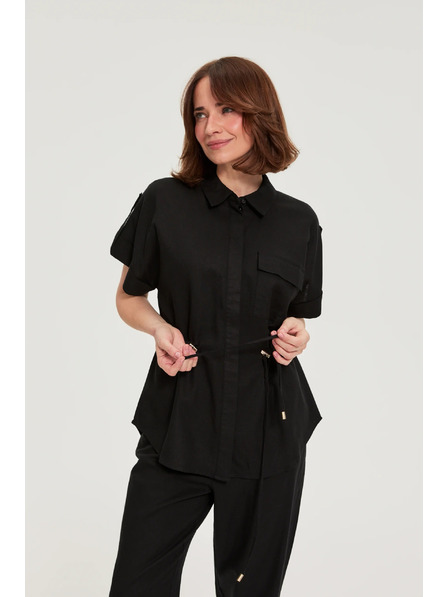 Moodo Schwarze Bluse mit Bindung Moodo
