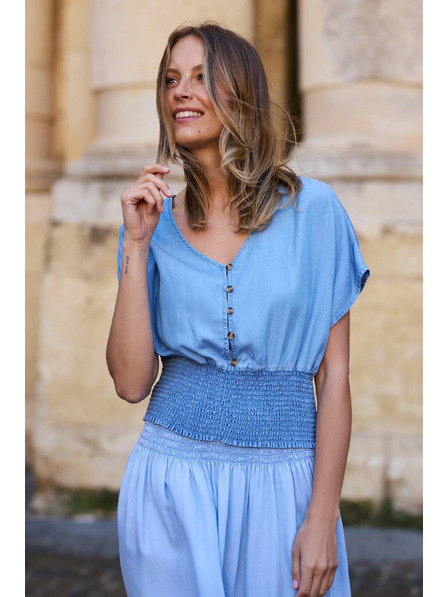 Moodo Lyocell-Hemd blau Moodo