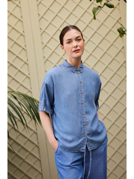 Moodo Lyocell-Hemd blau Moodo