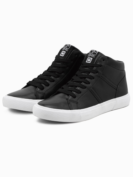Ombre Clothing Herren-Knöchelhohe Sneaker mit kontrastierender Sohle - schwarz V6 OM-FOTH-0124 Ombre Clothing