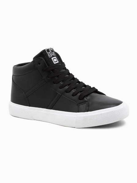 Ombre Clothing Herren-Knöchelhohe Sneaker mit kontrastierender Sohle - schwarz V6 OM-FOTH-0124 Ombre Clothing