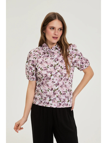 Moodo Hemd mit Puffärmeln violett Moodo