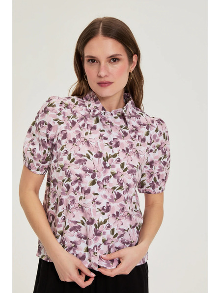 Moodo Hemd mit Puffärmeln violett Moodo