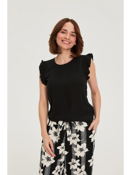 Moodo Hemd mit Volants schwarz Moodo