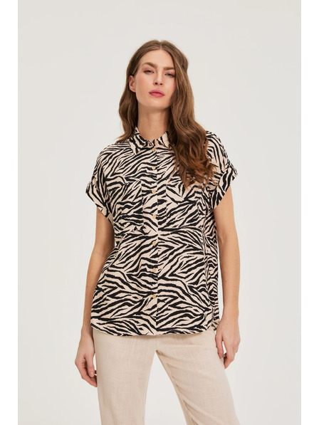 Moodo Hemd mit Tiermuster beige Moodo