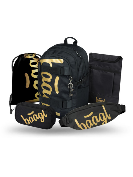 BAAGL  BAAGL SET 5 Skate Gold: Rucksack, Federmäppchen, Beutel, Hüfttasche, Notebooktasche