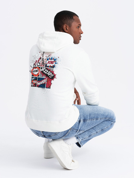 Ombre Clothing Cremefarbenes Herren-Sweatshirt mit Rückenaufdruck Ombre Clothing