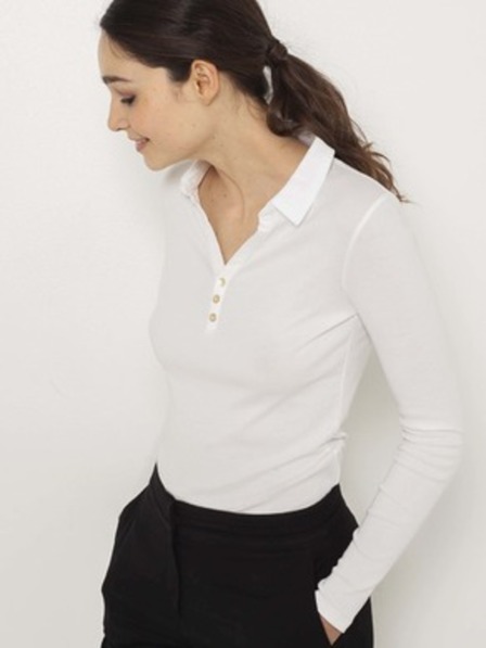 CAMAIEU Weißes T-Shirt mit Kragen