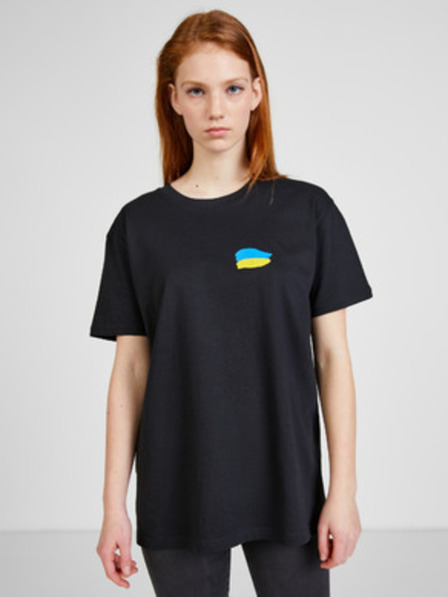 DOBRO Schwarzes Damen-T-Shirt in Übergröße Ohne Worte aus der DOBRO. for Ukraine-Kollektion