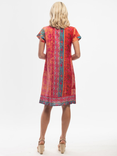 Orientique Rot-orange gemustertes Damenkleid