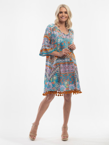 Orientique Türkis gemustertes Damenkleid