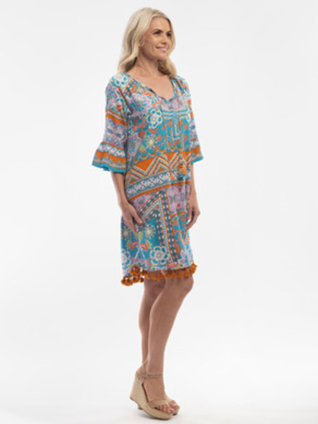 Orientique Türkis gemustertes Damenkleid