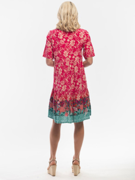 Orientique Dunkelrosa geblümtes Damenkleid