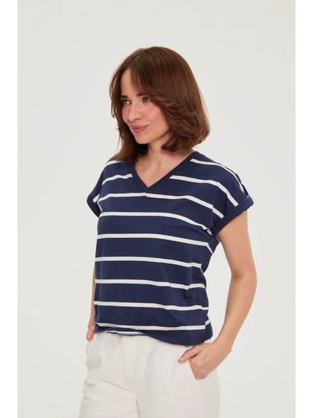 Moodo Bluse mit Streifen dunkelblau Moodo