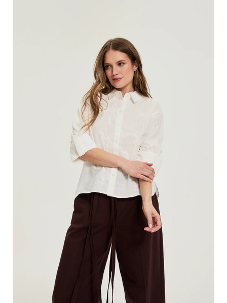 Moodo Baumwollhemd mit 3/4-Ärmeln weiß Moodo