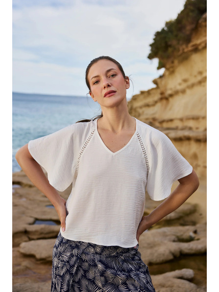 Moodo Hemd mit breiten Ärmeln weiß Moodo