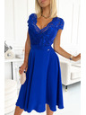numoco Chiffonkleid mit Spitzenausschnitt - blau Numoco LINDA