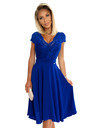numoco Chiffonkleid mit Spitzenausschnitt - blau Numoco LINDA