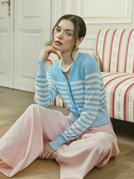 Orsay Hellblauer gestreifter Damen-Cardigan ORSAY