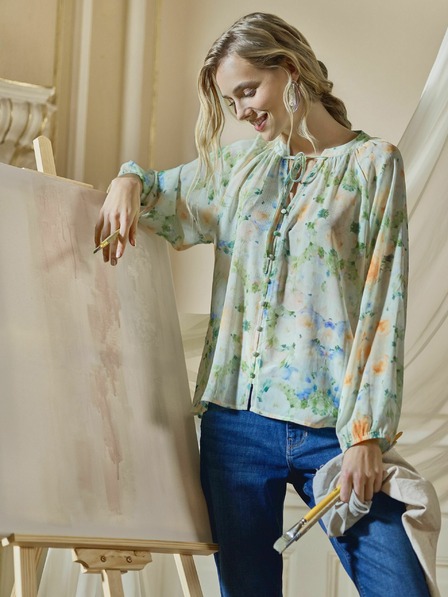 Orsay Hellgrüne gemusterte Damenbluse ORSAY