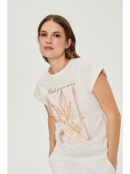 Moodo Bluse mit Druck weiß Moodo